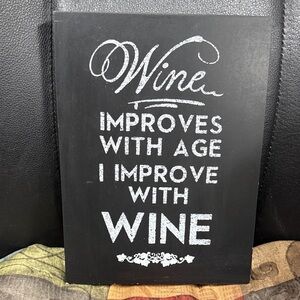 Wood chalk-looking Wine plaque Beachcombers 8”x 10.5” NWT